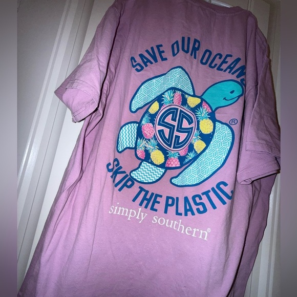 SIMPLY SOUTHERN T - Shirt Women's  L Cotton Lavender Purple SS "Save Our Oceans" - Picture 8 of 10